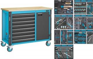 HAZET Werkbank ∙ fahrbar Assistent 179NW ∙ Sortiment 179NW-8/244 ∙ 244-teilig ∙ Schubladen | flach: 8 x 81 x 522 x 398 mm Bild 1