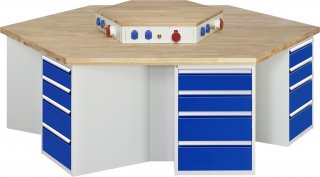 Gruppenwerkbank 498-EA | B2700xT2340xH840mm | 6x4Schubladen-VA Bild 1