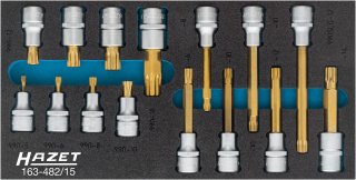 HAZET Schraubendreher-Steckschlüsseleinsatz Satz ∙ XZN 163-482/15 ∙ 1/2 Zoll (12,5 mm) Vierkant hohl ∙ Innen Vielzahn Profil XZN Bild 1