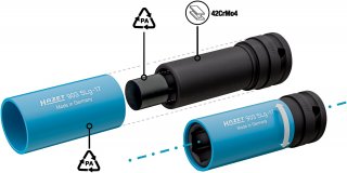 HAZET Schlag- | Maschinenschrauber Steckschlüsseleinsatz 903SLG-17 ∙ 1/2 Zoll (12,5 mm) Vierkant hohl ∙ Außen Sechskant-Tractions Bild 2