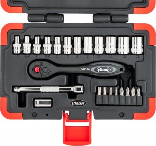 VIGOR Steckschlüssel Satz ∙ V3734N ∙ 1/4 Zoll (6,3 mm) Vierkant hohl ∙ Außen Sechskant Profil | Innen TORX® Profil | Innen Sechska Bild 3