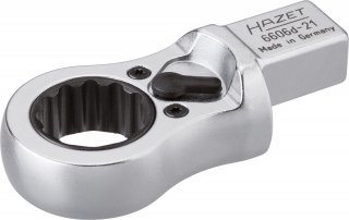 HAZET Einsteck-Ratschen-Ringschlüssel 6606D-21 ∙ 14 x 18 mm Einsteck-Vierkant massiv ∙ Außen Doppelsechskant Profil ∙ SW 21 mm Bild 1