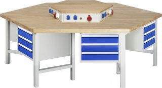 Gruppenwerkbank 427-EA | B2700xT2340xH800-1150mm | 6x3Schubladen-VA Bild 1