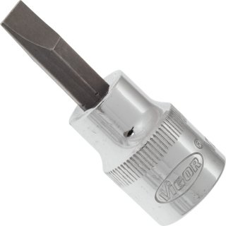 VIGOR Schlitzprofil Schraubendreher-Einsatz ∙ V2287N ∙ 3/8 Zoll (10 mm) Vierkant hohl ∙ Schlitz Profil ∙ SW 1 x 7 mm Bild 2
