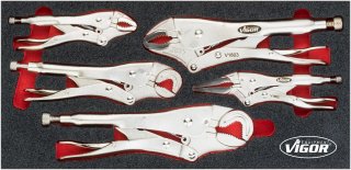 VIGOR Gripzangen Satz ∙ V5004 ∙ 5-teilig ∙ 16 – 27 mm ∙ 11 – 19 mm ∙ Anzahl Werkzeuge: 5 Bild 1