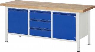 Werkbank 8569I2 | B2000xT700xH840-1040mm | 3xSchublade-TA | 2xTür Bild 1