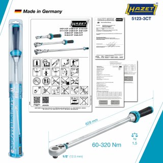 HAZET Drehmomentschlüssel mit DAkkS-Kalibrierschein 5123-3CTCAL ∙ Drehmomentbereich min-max: 60 – 320 Nm ∙ Genauigkeit: 3% ∙ 1/2 Bild 5