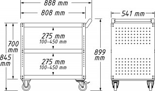 HAZET Servicewagen Assistent 167-3S ∙ L x B x H: 888 mm x 541 mm x 899 mm Bild 5