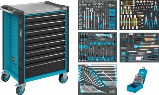 HAZET Werkstattwagen Assistent 179NX ∙ Sortiment 179NX-8/314 ∙ 314-teilig ∙ Schubladen | flach: 7× 81 x 522 x 398 mm ∙ Schubladen Bild 1