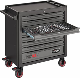 VIGOR Werkstattwagen Series XL ∙ Kunststoff-Arbeitsplatte ∙ mit Sortiment ∙ V5434 ∙ 499-teilig ∙ Anzahl Werkzeuge: 499 Bild 8