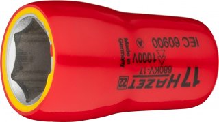 HAZET Steckschlüsseleinsatz ∙ schutzisoliert 880KV-17 ∙ 3/8 Zoll (10 mm) Vierkant hohl ∙ Außen Sechskant-Tractionsprofil ∙ SW 17 Bild 1