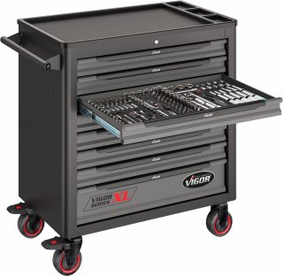 VIGOR Werkstattwagen Series XL ∙ Kunststoff-Arbeitsplatte ∙ mit Sortiment ∙ V5434 ∙ 499-teilig ∙ Anzahl Werkzeuge: 499 Bild 1