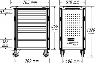 HAZET Werkstattwagen Assistent 179N ∙ Sortiment 179N-8/228 ∙ 228-teilig ∙ Schubladen | flach: 7× 81 x 522 x 398 mm ∙ Schubladen |  Bild 9