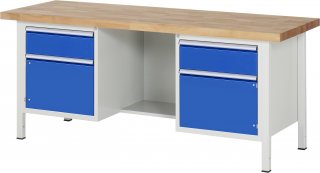 Werkbank höhenverstellbar 8551A2 | B2000xT700xH840-1040mm | 2xSchublade-TA | 2xTür Bild 1