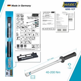 HAZET Drehmomentschlüssel 6292-1CT ∙ Drehmomentbereich min-max: 40 – 200 Nm ∙ Genauigkeit: 2% ∙ 14 x 18 mm Einsteck-Vierkant hoh Bild 4