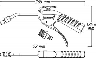 HAZET Ausblaspistole ∙ 100 mm ∙ mit Venturidüse und gebogenem Rohr 9040P-4 ∙ Länge: 265 mm Bild 4