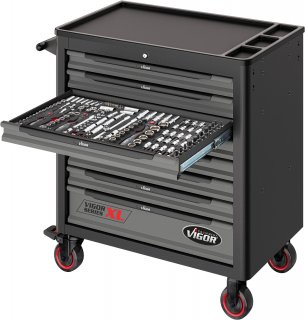 VIGOR Werkstattwagen Series XL ∙ Kunststoff-Arbeitsplatte ∙ mit Sortiment ∙ V5434 ∙ 499-teilig ∙ Anzahl Werkzeuge: 499 Bild 9