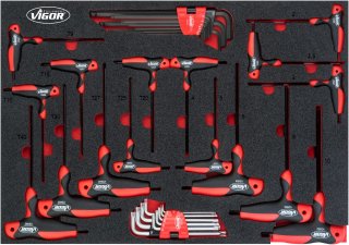 VIGOR T-Griff Schraubendreher und Winkelschraubendreher Satz ∙ V5175 ∙ Innen TORX® Profil | Innen Sechskant Profil ∙ 34-teilig ∙  Bild 1