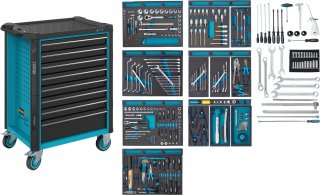 HAZET Werkstattwagen Assistent 179N ∙ Sortiment 179N-8-2700/296 ∙ 296-teilig ∙ Schubladen | flach: 7× 81 x 522 x 398 mm ∙ Schubla Bild 1