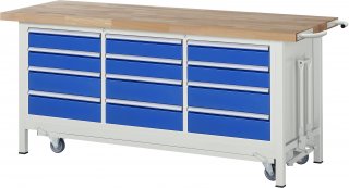 Werkbank mit Fahrgestell 8579 | B2000xT700xH880mm | 12xSchublade-TA Bild 1