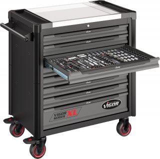 VIGOR Werkstattwagen Series XL ∙ Edelstahl-Arbeitsplatte ∙ mit Sortiment ∙ V4481-X/375 ∙ 375-teilig ∙ Anzahl Werkzeuge: 375 Bild 18