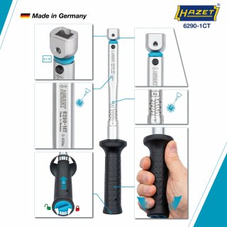 HAZET Drehmomentschlüssel 6290-1CT ∙ Drehmomentbereich min-max: 5 – 60 Nm ∙ Genauigkeit: 2% ∙ 9 x 12 mm Einsteck-Vierkant hohl ∙ Bild 3