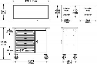 VIGOR Mobile Werkbank Series L ∙ mit Sortiment ∙ V4813/NKW ∙ 336-teilig ∙ Anzahl Werkzeuge: 336 Bild 2
