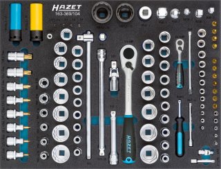 HAZET Steckschlüssel Satz 163-369/104 ∙ 1/4 Zoll (6,3 mm) Vierkant hohl | 1/2 Zoll (12,5 mm) Vierkant hohl | 3/4 Zoll (20 mm) Vier Bild 1