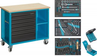 HAZET Werkbank ∙ fahrbar Assistent 177W ∙ Sortiment 177W-7/169 ∙ 169-teilig ∙ Schubladen | flach: 6 x 79 x 527 x 348 mm ∙ Schubla Bild 1
