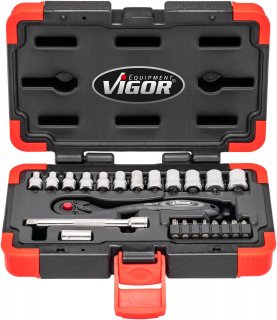 VIGOR Steckschlüssel Satz ∙ V3734N ∙ 1/4 Zoll (6,3 mm) Vierkant hohl ∙ Außen Sechskant Profil | Innen TORX® Profil | Innen Sechska Bild 4