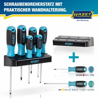 HAZET Schraubendreher Satz 811SH-1/7 ∙ Kreuzschlitz Profil PH | Schlitz Profil ∙ 7-teilig ∙ PH1 – PH2 ∙ 0,5 x 3 – 1,2 x 6,5 Bild 3