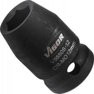 VIGOR Schlagschrauber Steckschlüsseleinsatz ∙ kurz ∙ V5550S-12 ∙ 1/2 Zoll (12,5 mm) Vierkant hohl ∙ Außen Sechskant Profil ∙ SW  Bild 3