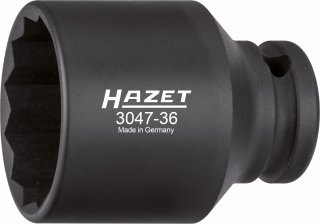 HAZET Schlag- | Maschinenschrauber Steckschlüsseleinsatz 3047-36 ∙ 1/2 Zoll (12,5 mm) Vierkant hohl ∙ Außen Doppelsechskant-Tract Bild 1