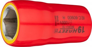 HAZET Steckschlüsseleinsatz ∙ schutzisoliert 900KV-19 ∙ 1/2 Zoll (12,5 mm) Vierkant hohl ∙ Außen Sechskant-Tractionsprofil ∙ SW  Bild 1