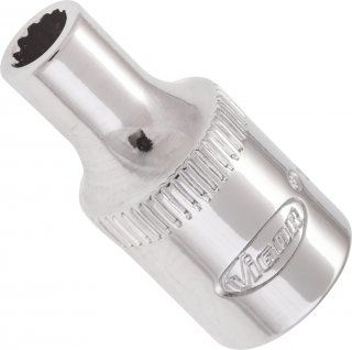 VIGOR Doppelsechskant Steckschlüsseleinsatz ∙ V7514-4 ∙ 1/4 Zoll (6,3 mm) Vierkant hohl ∙ Außen Doppelsechskant Profil ∙ SW 4 mm Bild 2