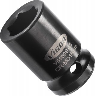 VIGOR Schlagschrauber Steckschlüsseleinsatz ∙ kurz ∙ V5550S-15 ∙ 1/2 Zoll (12,5 mm) Vierkant hohl ∙ Außen Sechskant Profil ∙ SW  Bild 3