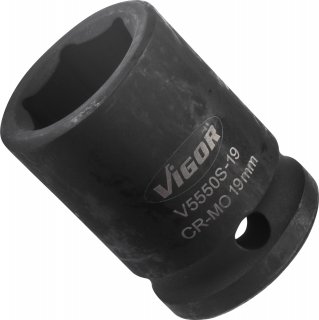 VIGOR Schlagschrauber Steckschlüsseleinsatz ∙ kurz ∙ V5550S-19 ∙ 1/2 Zoll (12,5 mm) Vierkant hohl ∙ Außen Sechskant Profil ∙ SW  Bild 3