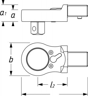 HAZET Einsteck-Umschaltknarre 6602-1 ∙ 14 x 18 mm Einsteck-Vierkant massiv ∙ 3/8 Zoll (10 mm) Vierkant massiv ∙ Länge: 81 mm Bild 2