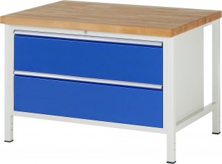 Werkbank höhenverstellbar 8355A2 | B1250xT900xH840-1040mm | 2xSchublade-VA Bild 1