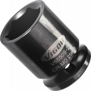 VIGOR Schlagschrauber Steckschlüsseleinsatz ∙ kurz ∙ V5550S-21 ∙ 1/2 Zoll (12,5 mm) Vierkant hohl ∙ Außen Sechskant Profil ∙ SW  Bild 3