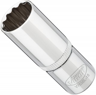 VIGOR Doppelsechskant Steckschlüsseleinsatz ∙ lang ∙ V7538L-18 ∙ 3/8 Zoll (10 mm) Vierkant hohl ∙ Außen Doppelsechskant Profil ∙ Bild 2