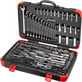 VIGOR Steckschlüssel Satz ∙ V3277N ∙ 5/16 Zoll (8 mm) Sechskant massiv | 1/4 Zoll (6,3 mm) Vierkant hohl | 3/8 Zoll (10 mm) Vierka Bild 4