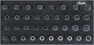 VIGOR Schraubendreher-Einsatz Satz ∙ V5099 ∙ 1/2 Zoll (12,5 mm) Vierkant hohl ∙ Innen TORX® Profil | Innen Keilprofil Ribe-CV | In Bild 1