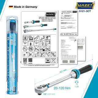 HAZET Drehmomentschlüssel mit DAkkS-Kalibrierschein 5121-3CTCAL ∙ Drehmomentbereich min-max: 20 – 120 Nm ∙ Genauigkeit: 3% ∙ 1/2 Bild 5