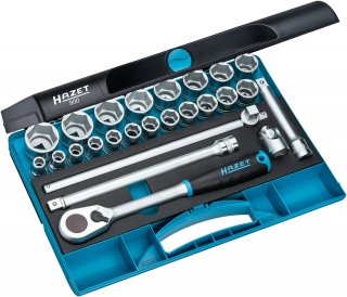 HAZET Steckschlüssel Satz 900 ∙ 1/2 Zoll (12,5 mm) Vierkant hohl ∙ Außen Sechskant-Tractionsprofil ∙ 25-teilig ∙ 10 – 32 Bild 1