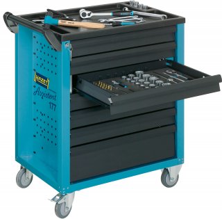HAZET Werkstattwagen Assistent 177 ∙ Sortiment 177-7/217 ∙ 217-teilig ∙ Schubladen | flach: 6× 79 x 527 x 348 mm ∙ Schubladen | ho Bild 8