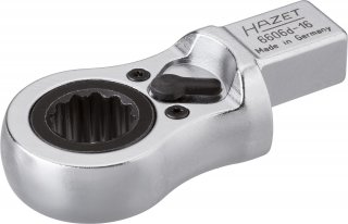 HAZET Einsteck-Ratschen-Ringschlüssel 6606D-16 ∙ 14 x 18 mm Einsteck-Vierkant massiv ∙ Außen Doppelsechskant Profil ∙ SW 16 mm Bild 1
