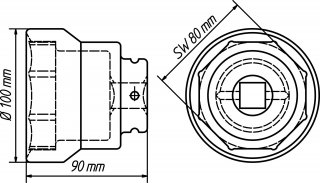 HAZET Nkw Achsmutter-Steckschlüssel 4937-80 ∙ 3/4 Zoll (20 mm) Vierkant hohl ∙ SW 80 mm Bild 2