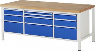 Werkbank höhenverstellbar 8756A2 | B2000xT900xH840-1040mm | 10xSchublade-TA Bild 1
