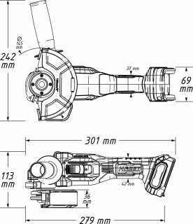 HAZET Akku Winkelschleifer ⌀ 125 mm ∙ 18 Volt ∙ Grundgerät 9533-10 ∙ L x B x H: 295 mm x 75 mm x 120 mm Bild 6